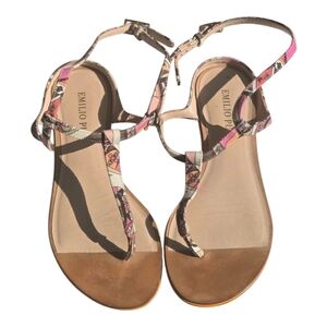 Emilio Pucci Leather Sandals Sz 36 (6) Women Colorful Italy Luxury Rare